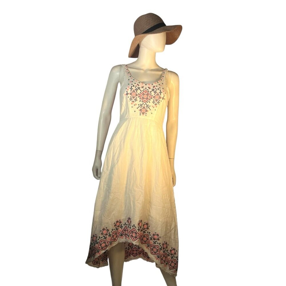 Holding Horses Anthropologie fresh cotton hi-lo embroidered festival‎ dress sz 0 - Picture 4 of 7